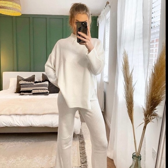 H&M ribbed grey beige wool blend sweater - Picture 2 of 6